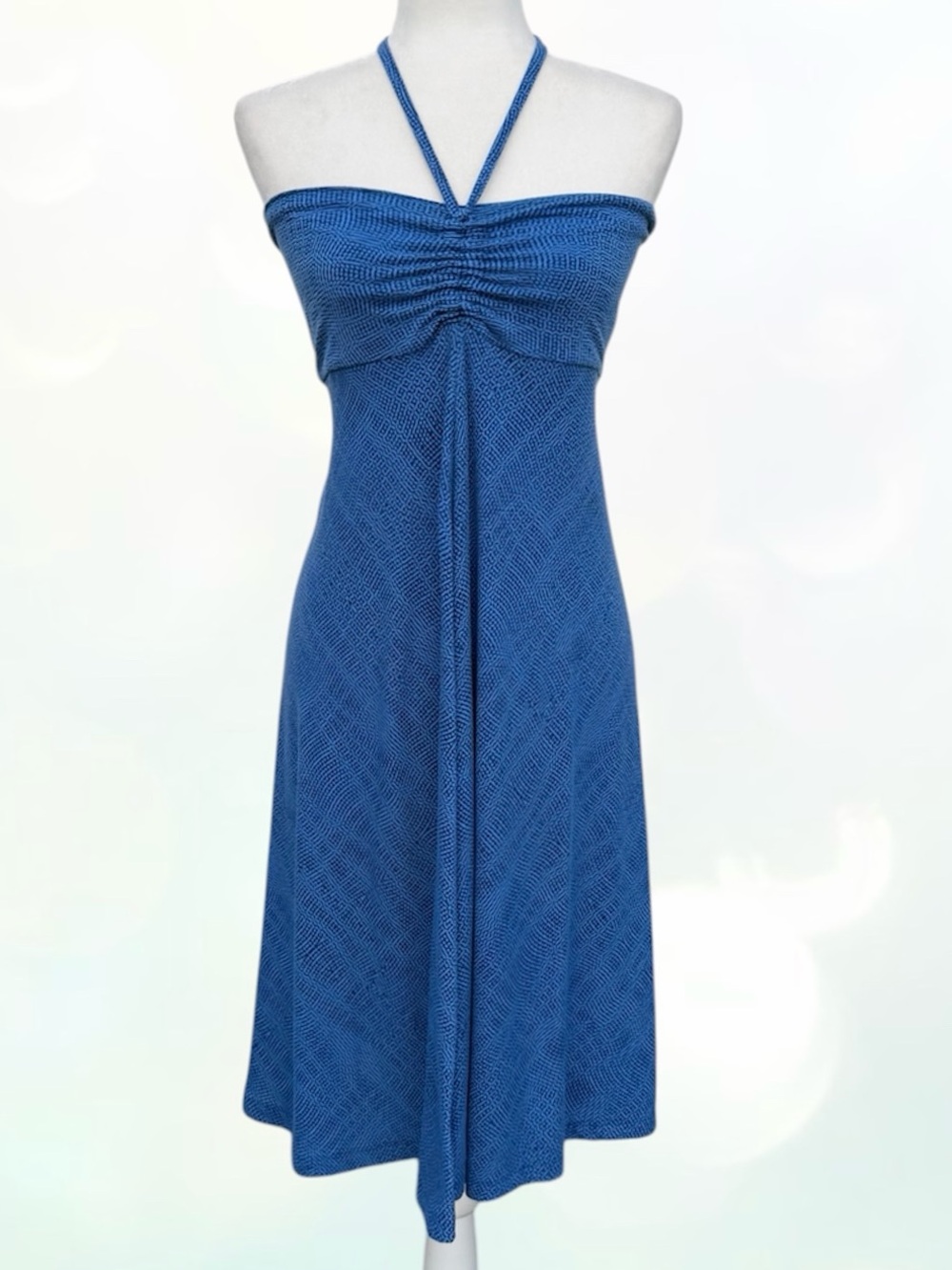 Alpine Design Blue Pattern Sporty Halter/Strapless Stretch Swing Sundress, M